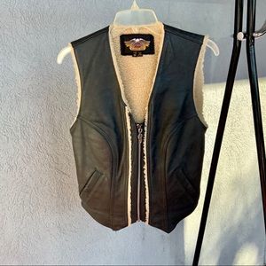 Harley Davidson Leather Vest, Vintage, Size XS